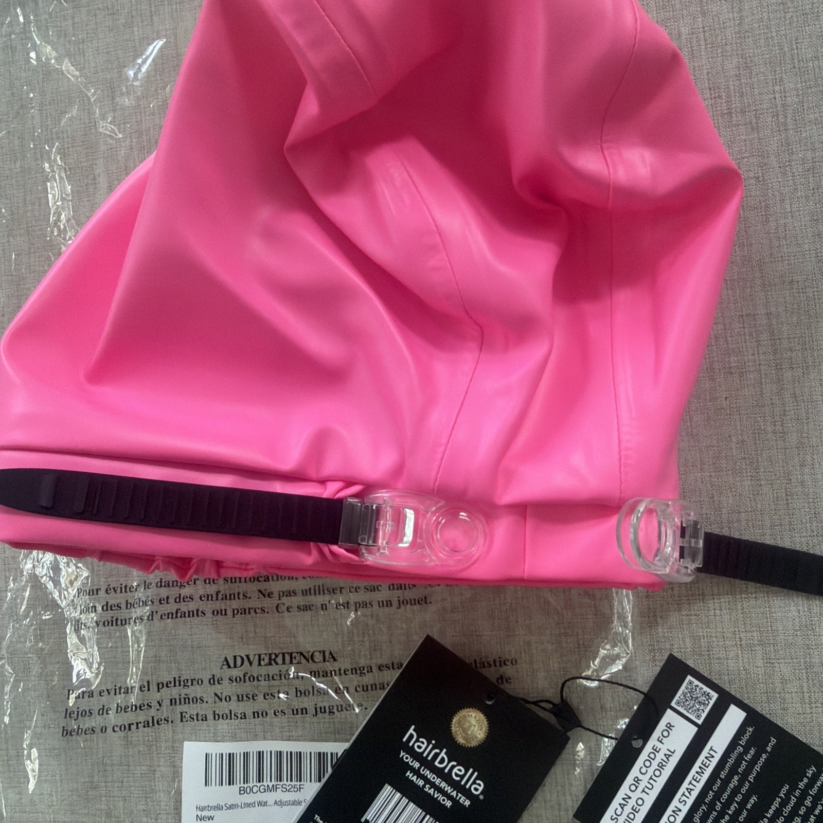 Hairbrella Classic Satin Lined Waterproof & Adjustable Swim Cap Pink — image 5 of 5